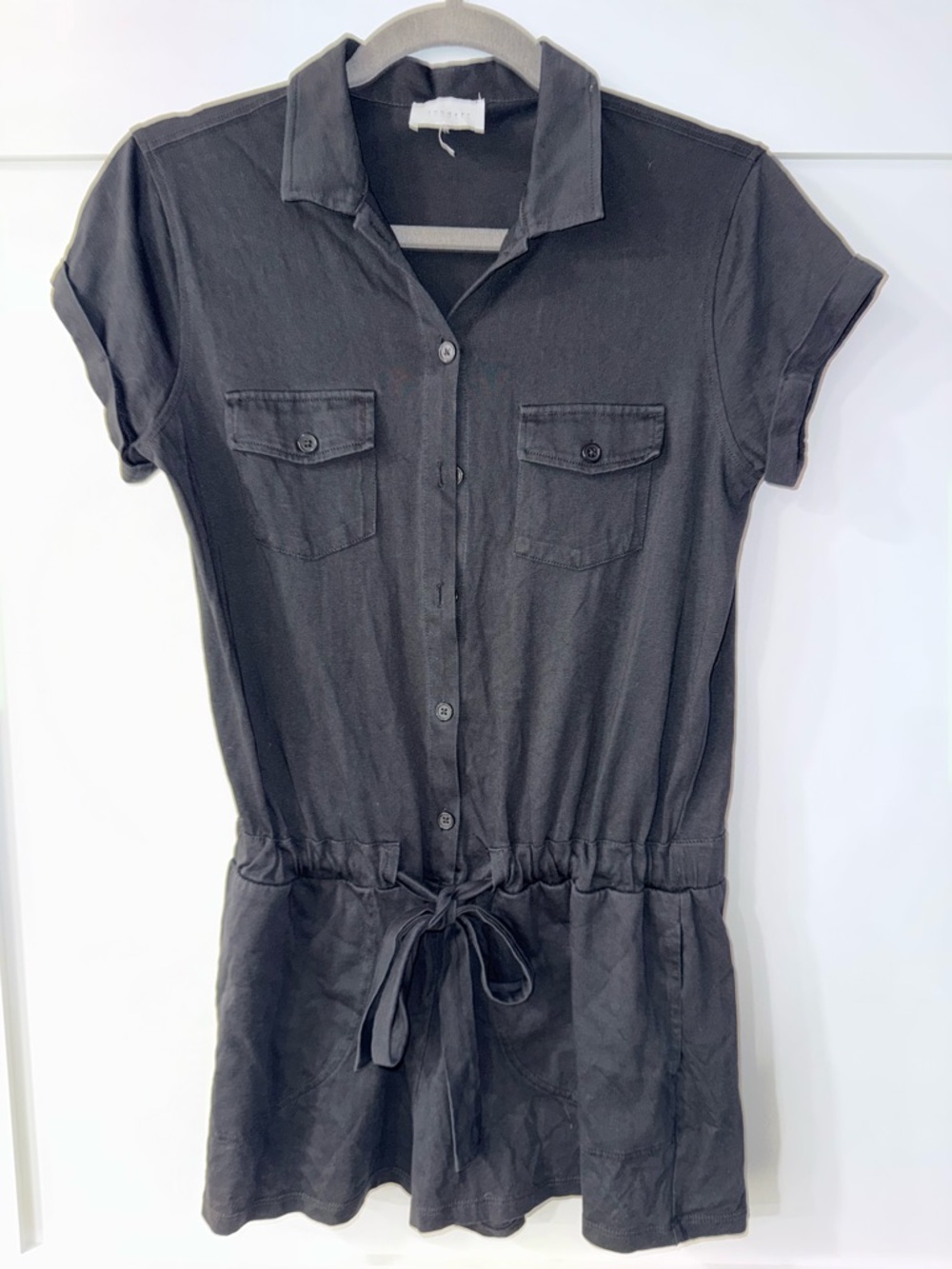 sundays Black Short-Sleeve Utility Romper